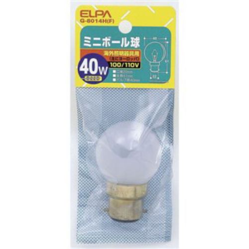 ELPA G-8014H(F) ミニボール球 40W B22D G40 ホワイト