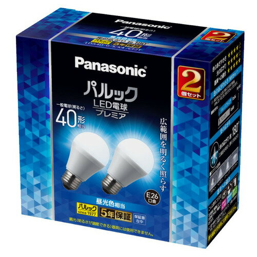 パナソニック LDA4DGSK4CF2T パルック LED電球 プレミア 4.2W 2個(gè)入 晝光色相當(dāng) 一般電球タイプ E26口金 広配光タイプ