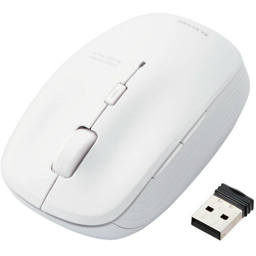 エレコム M-BL21DBKWH BlueLEDマウス 無線 5ボタン 抗菌 ホワイト