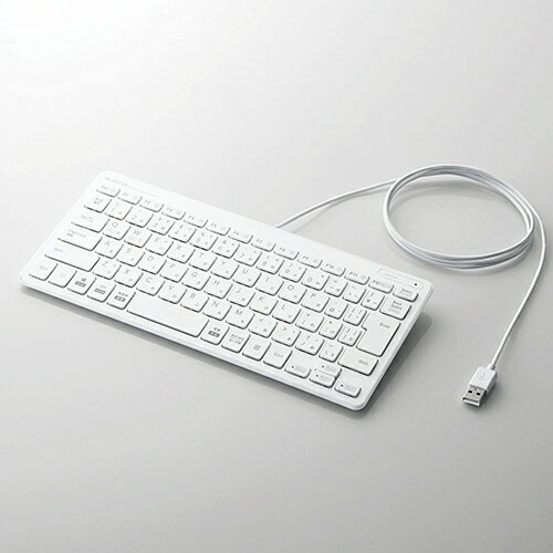 エレコム TK-FCP096WH 有線薄型ミニキーボード 発売日：20180117一枚板のように美しい最薄部6.5mmの薄型設計! キートップ下に鉄板を内蔵することで、薄型ながらもしっかりとした打鍵感を実現した有線薄型ミニキーボード。■一枚板のように美しい最薄部6.5mmの有線薄型ミニキーボードです。 ■キータイプには、ノートパソコンのキーボードと同じ、軽い力で打鍵できる「パンタグラフ方式」を採用しています。 ■キートップ下に鉄板を内蔵することで、しっかりとした打ち心地と安定感を実現しています。 ■専用ドライバなどのインストールは不要で、パソコンのUSBポートにコネクタを接続するだけですぐに使用可能です。 ■Windows OS/Macintosh OSのそれぞれに最適化した入力モードを搭載しています。 ■コンパクトながら19mmのキーピッチと、日本語83キーを採用し、快適なタイピングが可能です。 ■キートップにはスタイリッシュで見やすいオリジナルフォントを使用しています。 ■Webブラウザやメディアプレーヤーの機能などを専用キーを押すだけで実行できる12種類のマルチファンクションキーを搭載しています。【仕様】■インターフェイス：USB ■コネクタ形状：USB(A)オス ■対応機種：USBポートを装備したWindows OS、Macintosh OS搭載機 ■対応OS：Windows 10、Windows 8.1、Windows 7、Windows XP、macOS HighSierra(10.13) ※各OSの最新バージョンへのアップデートや、サービスパックのインストールが必要になる場合があります。 ■カラー：ホワイト ■キータイプ：パンタグラフ ■キー配列：83 キー(日本語配列) ■キーピッチ：19.0mm ■キーストローク：2.0mm ■ホットキー数：12キー ■電源方式：USBバスパワー ■ケーブル長：1.5m ■外形寸法：幅289.2mm×奥行127.5mm×高さ21.2mm ■サイズ分類：ミニ ■質量：約394g ※ケーブル含む ■付属品：ユーザーズマニュアル×1 ■VCCI classB対応：○ ■保証期間：6カ月