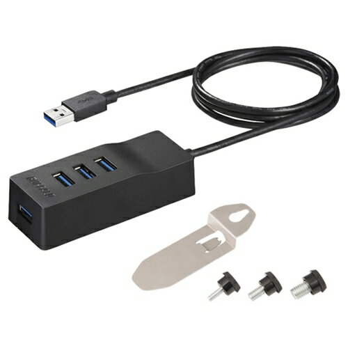 バッファロー BSH4A110U3VBK USB3.0セルフパワーハブ 4ポートタイプ テレビ背面取り付け金具付き ブラック
