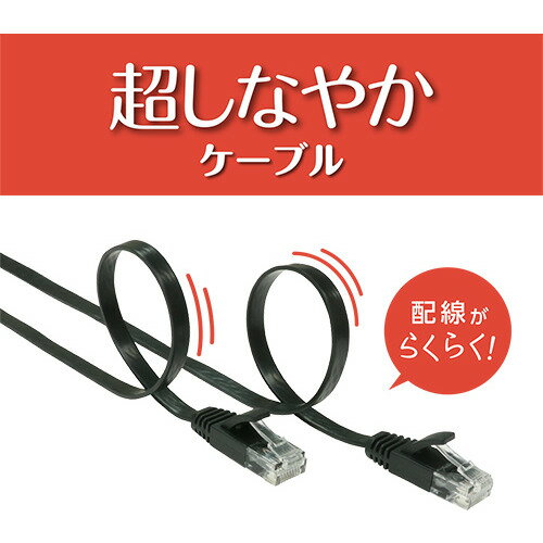 ミヨシ C6A-F02BK 極うすLANケーブル 2m ブラック C6AF02BK