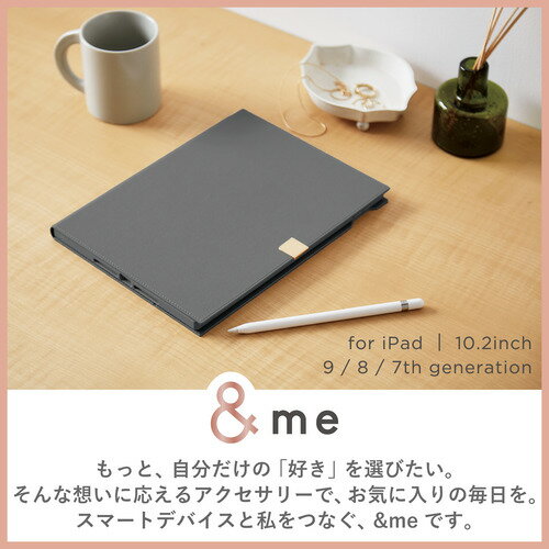 エレコム TB-A19RWVJMGY フラップケース ソフトレザー &me iPad 10.2インチ 第9／8／7世代 (2021／2020／2019) 用 チャコールグレー
