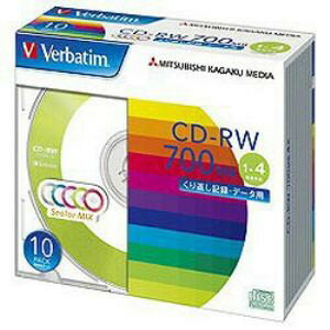 バーベイタム(Verbatim) Verbatim くり返し記録用 CD-RW SW80QM10V1 レーベル5色 1-4倍速 10枚