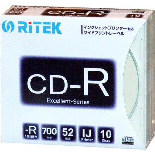 RiDATA CD-R700EXWP.10RT SC N データ用CD-R 5mmスリムケース10枚入●データ記録用CD-R 700MB ●1〜52倍速記録対応　●インクジェットプリンタ対応ホワイトレーベル