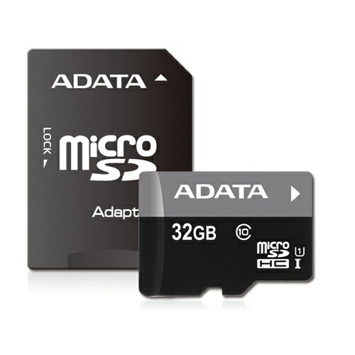 ADATA AUSDH32GUICL10-RA1 ADATA Premier マイクロSDメモリーカード MicroSDHC/XC UHS-I CLASS10 with ADAPTER カード 32GB Class10 UHS-I 発売日：2018年1月中旬●フルHD撮影 高速メモリーカードSD3.0規格(超高速規格 Ultra High Speed 1、UHS-I)準拠、スマートフォンでのフルHD撮影などに最適です。●撮影データを保護する高い耐久性撮影データはエラー訂正(ECC)により高精度に記録されるとともに、防水、耐衝撃、耐磁性、耐X線、耐熱性と高い耐久性によって保護されます。【仕様】規格SDA 3.0 / SDスピードクラス Class 10 / UHS-I / UHSスピードクラス1外形寸法15 x 11 x 1.0 (mm) ※本体のみ質量約0.25 g ※本体のみ電源電圧2.7-3.6V使用温度範囲-25 - 85℃保証期間永久保証認証・環境仕様FCC、CE、BSMI、VCCI対応機種microSDスロットを持つスマートフォンなどの機器付属品microSDメモリーカード用SD変換アダプター