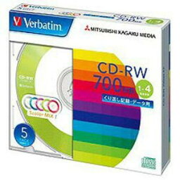 バーベイタム(Verbatim) SW80QM5V1 データ用CD-RW 700MB 4倍速対応 カラーミックス 5枚