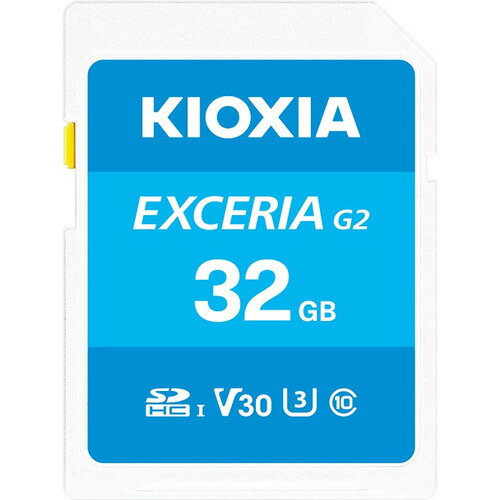 KIOXIA KSDU-B032G SDカード EXCERIA G2 32GB 発売日：2023年12月23日●進化した扱いやすさEXCERIA SDHC/SDXC UHS-I メモリカードの後継として、「EXCERIA G2 シリーズ」が性能をアップして登場。●4Kの時代へ4K動画の見違えるほどの躍動感ある鮮やかさを楽しみませんか。EXCERIA G2シリーズは、UHS スピードクラス 3 (U3)及びビデオスピードクラス30（V30）に準拠、4K動画撮影におすすめです。●撮影枚数・録画時間の目安【写真】500万画素 約20、330枚1、000万画素 約9、510枚1、800万画素 約4、810枚【動画】HD(12Mbps) 約320分Full HD(21Mbps) 約180分4K(100Mbps) 約39分実際の記録枚数・録画時間は、ご使用の機器、撮影条件、設定等によって変わります。&nbsp;【仕様】容量：32GBユーザー領域：28.8GBインターフェース：UHS-I外形寸法：32.0mm x 24.0mm x 2.1 mm質量：約2.0g最大読出速度：100 MB/s最大書込速度：50MB/sUHSスピードクラス：U3ビデオスピードクラス：V30SDスピードクラス：C10