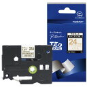 ブラザー TZE-PR254 ラベルライター ピータッチ(P-Touch)用 ラミネートテープ プレミアムホワイト 金文字 24mm