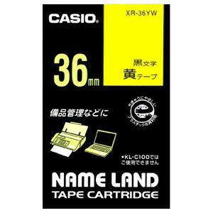カシオ XR-36YW ネームランド(NAME LAND) スタンダードテープ (黄テープ/黒文字/36mm幅)