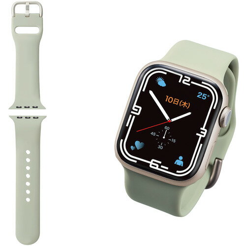 エレコム AW-41BDSCGIV Apple Watch 41 40 38mm バンド シリコン ニュアンスカラー アイボリー