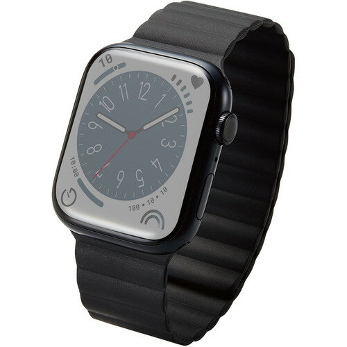 エレコム AW-45BDMAGBK Apple Watch 49／45／44／42mm／バンド／マグネット／シリコン／ブラック AW45BDMAGBK