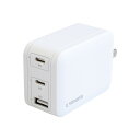 京ハヤ JKPD65M3WH AC充電器 PD対応 65W USB-C 2ポート/USB-A 1ポート搭載 65W ホワイト発売日：2023年8月1日●USB-A x 1 / USB-C x 2 Port 搭載、合計65W出力のPD急速USB充電器手の中に収まる程の大きさながら最大45W出力の急速USB充電器です。 二台のスマートフォン等への同時急速充電も可能なので、それぞれの充電器を2つも持つ必要がなくなります。●新素材GaNを採用し、発熱極力抑えた設計です。従来のシリコン半導体と比べ充電効率が高く高出力でも発熱が少ない、次世代半導体素材「GaN（窒化ガリウム）」を採用することで、充電器の大きさをより小型にすることが可能になり、極小サイズを実現したコンパクト設計のUSB充電器です。●ノートPCへの充電は可能です。USB C1 或いはC2 を単独使用時、65Wの出力があり、ノートPCへの充電は可能です。また、2ポートあるいは3ポートを同時充電中でも、C1ポートは45Wの出力を維持し、ノートPCへの充電は可能です。●海外旅行にも最適100-240Vの入力電圧に対応しており、海外旅行にも最適です。※使用する国によって別途変換プラグが必要になる場合があります。 ●安心の保護回路搭載過電流保護機能 / 過電圧保護機能を搭載し、PSE認証も取得しておりますので、安心してお使いいただけます。 ●スイングプラグ採用小型サイズながら使わないときはコンパクトにたためる90度スイングプラグを採用していますので保管の際かさばらず、持ち運びの際は他のものを傷つける心配もありません。 ●トラッキング防止プラグ搭載トラッキング現象による火災の予防として、差し込みプラグの端子の根元に絶縁処理を施しています。 ●信頼と安心の自社認定工場生産品日本国内の有名メーカーの委託生産も手がけるISO規格を取得した自社工場と、協力工場にて設計・製造・販売を一貫して行っているので、高品質な製品をリーズナブルにお届けできます。 ●メーカーによる1年間の長期保証メーカー日本法人による1年間の製品保証と充実のカスタマーサポートを提供します。