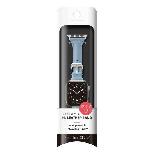 PGA PG-AW41PU04BL Apple Watch 41／40／38mm用 PUレザーバンド ブルー