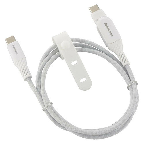 オーム電機 SMT-L10SS100N さらさらUSBケーブル PD対応 Type-CtoC 片側スイング式 1m グレー