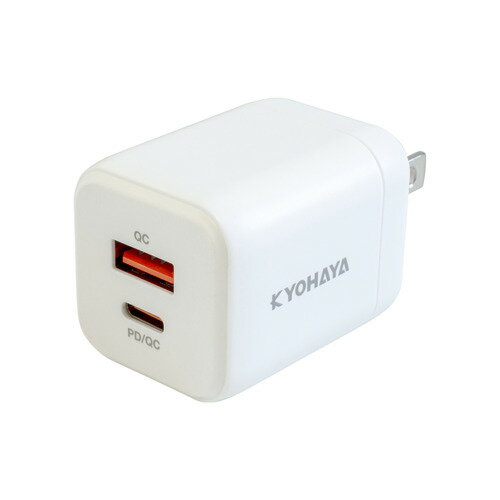 京ハヤ JKPD20G2WH 急速AC充電器 20W USB-Type-A/Type-C各1ポート PD/QC両対応 ホワイト 京ハヤ JKPD20G2WH 急速AC充電器 20W USB-Type-A/Type-C各1ポート PD/QC両対応 ホワイト