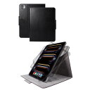 エレコム TB-A24PM360BK 11インチiPad Pro(M4) フラップケース ソフトレザー 360度回転