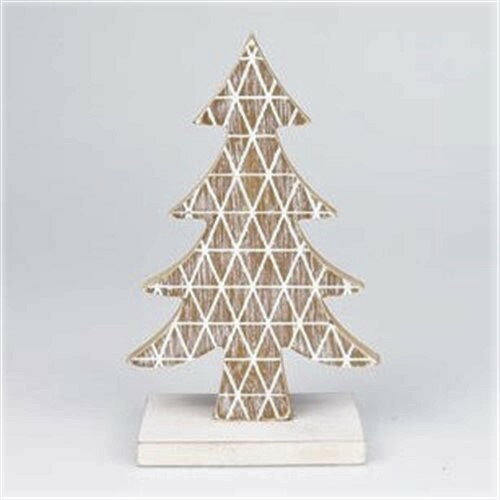 ウッドオーナメント ツリー 幅9×高さ15cm ホワイト
