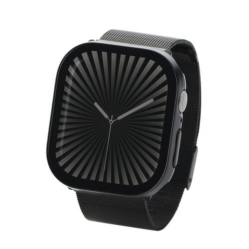 エレコム AW-24AFCGEBK Apple Watch Series 10 [46mm]用カバー 強化ガラス 指紋防止 ブラック