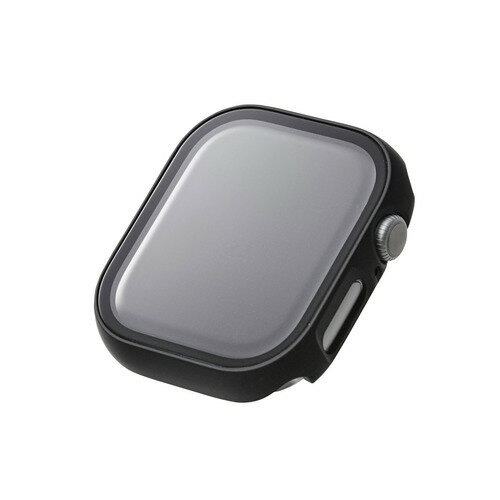 エレコム AW-24AFCGOBK Apple Watch Series 10 [46mm]用カバー 強化ガラス 指紋防止 ブラック