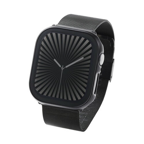 エレコム AW-24AFCGPBK Apple Watch Series 10 [46mm]用カバー 強化ガラス 指紋防止 ブラック