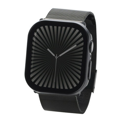 エレコム AW-24BFCGEBK Apple Watch Series 10 [42mm]用カバー 強化ガラス 指紋防止 ブラック