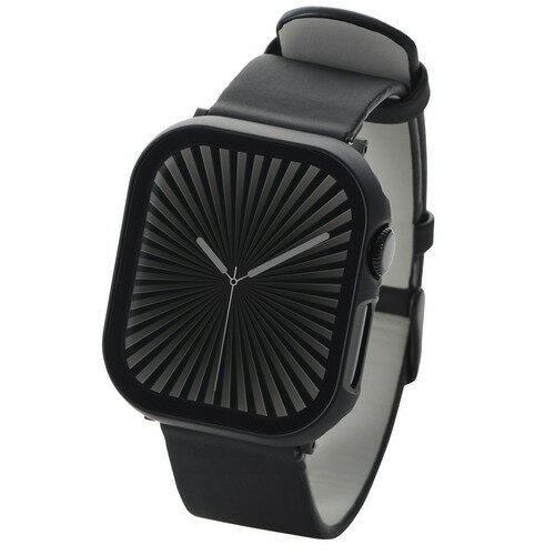 エレコム AW-24BFCGMBK Apple Watch Series 10 [42mm]用カバー 強化ガラス 指紋防止 ブラック