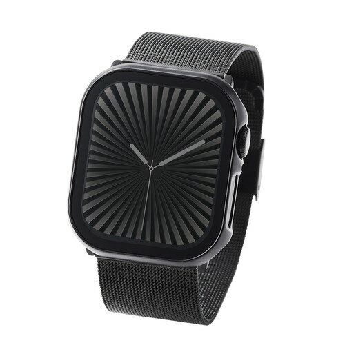 エレコム AW-24BFCGPBK Apple Watch Series 10 [42mm]用カバー 強化ガラス 指紋防止 ブラック