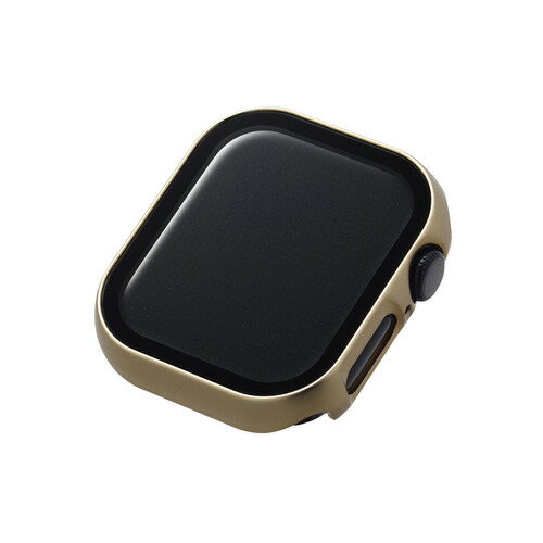 エレコム AW-24BFCGPGD Apple Watch Series 10 [42mm]用カバー 強化ガラス 指紋防止 ゴールド