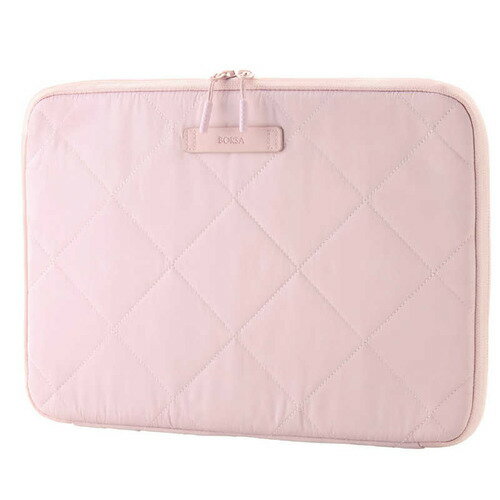 エレコム パソコンケース 14インチ クロスステッチ キルティング PCバッグ 衝撃吸収 ダブルファスナー マカロンピンク BM-IBQTX14PN