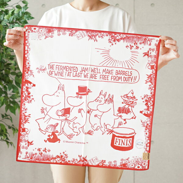 ＼3枚までクロネコゆうパケット可／ MOOMIN（ムーミン）バンダナ 54×54cm ブルー/レッド 川辺在庫限り売り切り終了につき値下げしていますNC-1 585319/585296かわいい 北欧 ムーミン スナフキン リトルミイ 大判