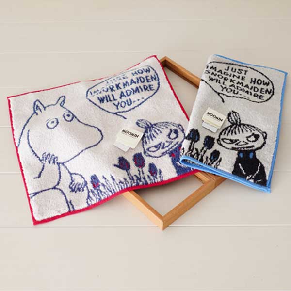 ＼4枚までメール便発送可／ MOOMIN（ムーミン）ハンカチ ハンドタオル 2色ムーミン・リトルミィ お花 ブルー/レッド25×25cm 川辺945557/945540《 ラッピングOK 》 Nb-2