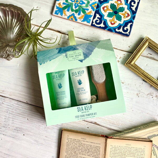 SCOTTISH FINE SOAPS(スコティッシュファインソープ)《 ラグジュアリー BOX SEA KELP(シーケルプ) フットケアキット 》ギフトボッ...