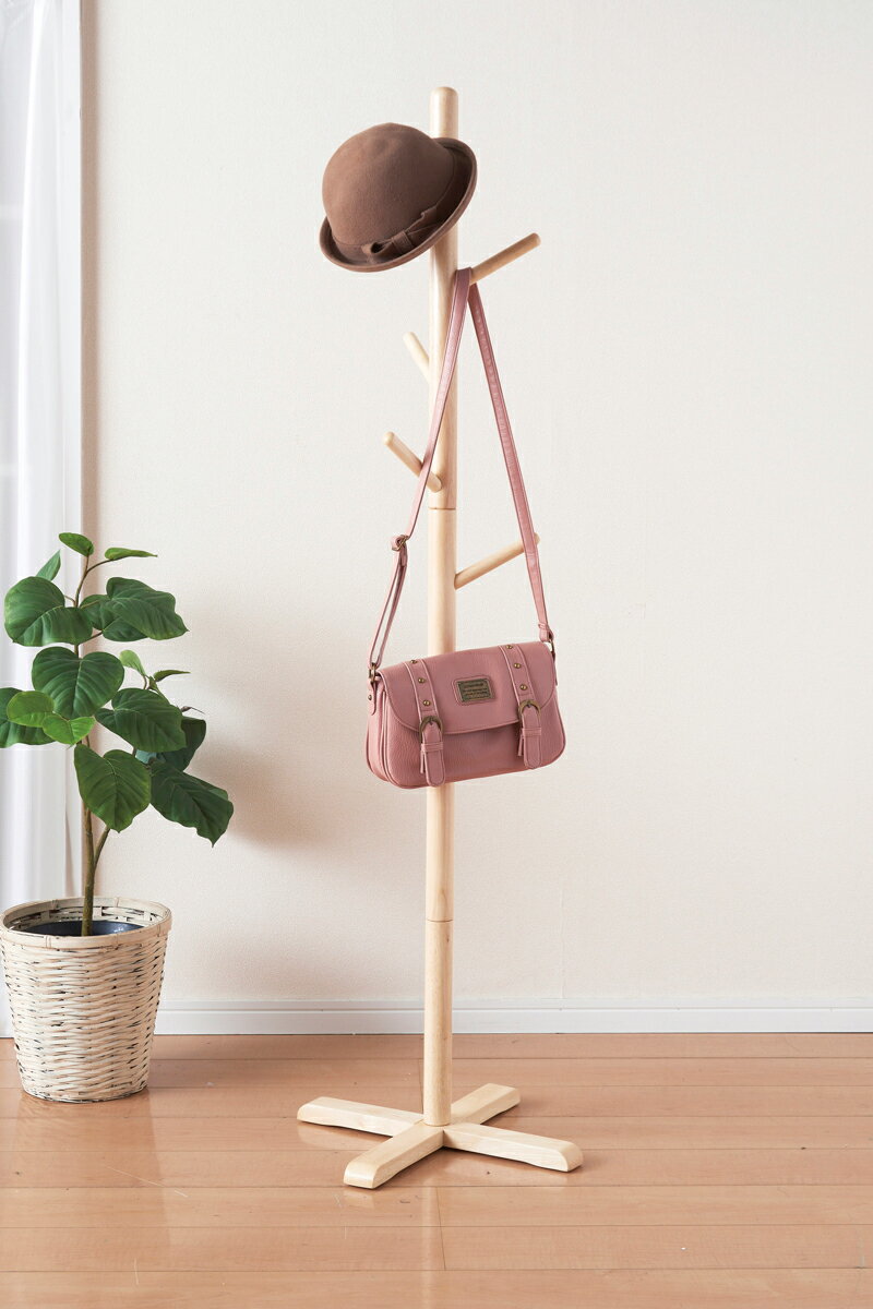 木製ポールハンガー Mサイズ高さ1m51cm ナチュラル【 単品配送のため同梱不可 】インテリア 家具