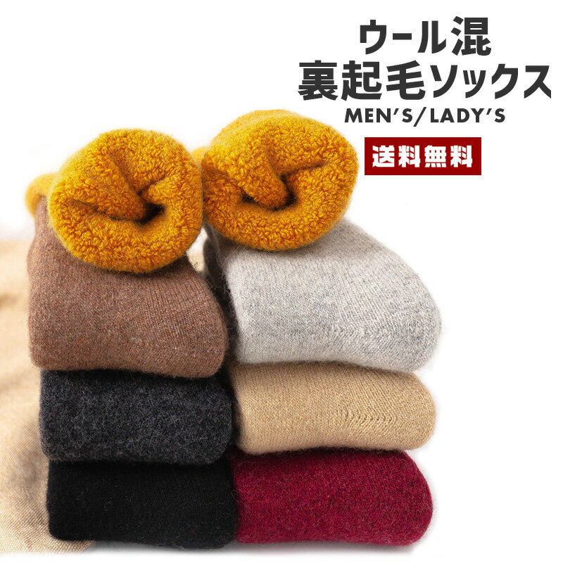 【ポイント20倍】【送料無料】ウォームソックス 裏起毛 メンズ レディース【ウール 羊毛 WOOL 靴下 ルームソックス 厚手 厚め 肉厚 暖かい 保温 起毛 伸縮 底冷え 冬 男 女 紳士 婦人 ギフト】