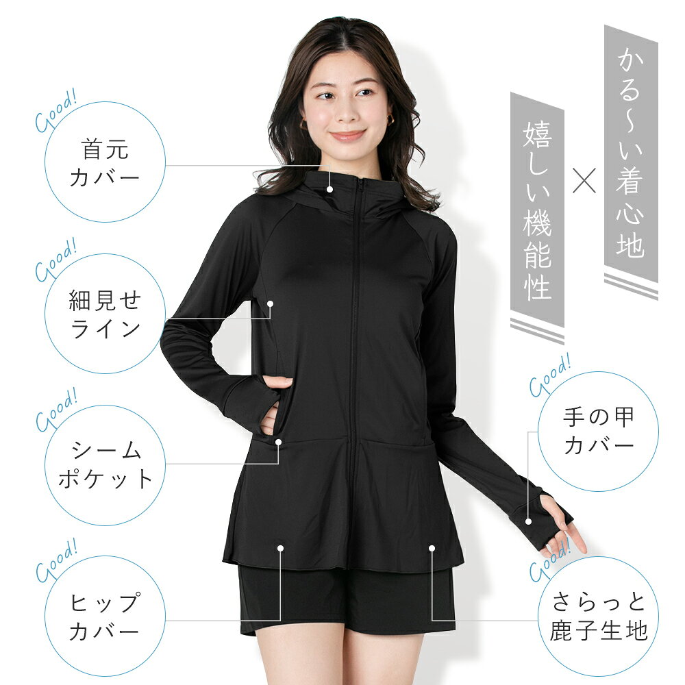 着る日焼け止め 大きいサイズ ラッシュガード レディース 水着 UPF50+ 長袖 フルジ...