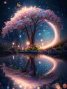 ダイヤモンドアート 月夜の桜 モザイクアート サクラ 花 風景 幻想的 インテリア ギフト プレゼント 景色|詳細画像