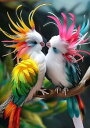ダイヤモンドアート 幸せのカップル モザイクアート 鳥 オウム インコ キュート かわいい 派手 ファンタジー プレゼント ギフト イン...