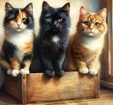 ダイヤモンドアート 3匹のねこ モザイクアート 猫 こねこ 黒 三毛 インテリア ギフト プレゼント キュート かわいい