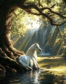 ダイヤモンドアート　安らぎの白馬　　　　　　　　　　　　モザイクアート　ウマ　ホース　ホワイト　幻想的　　動物　インテリア　ギフト　プレゼント　ディスプレイ