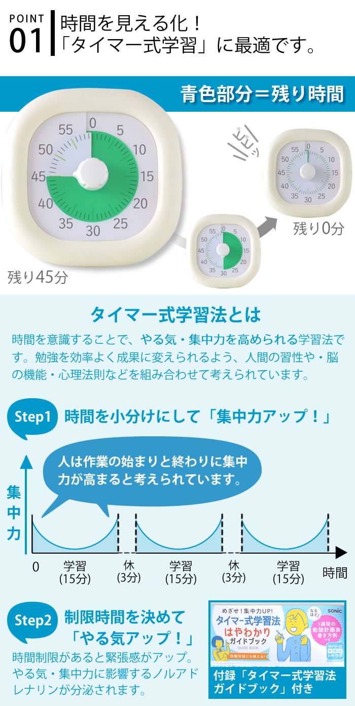 知育時計 トキ・サポ 時っ感タイマー 10cm 勉強 タイマー式学習 子ども キッズ か...