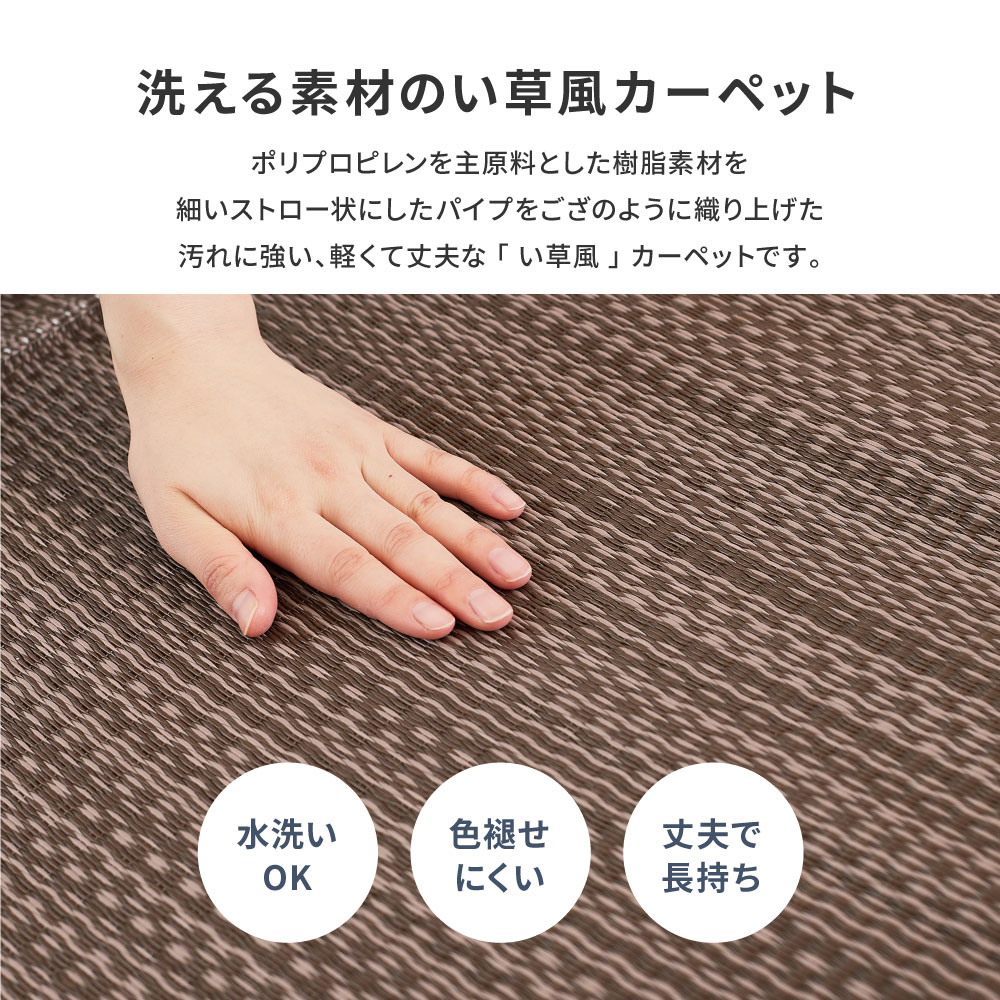 洗える い草風 カーペット 本間 3帖 3畳 PP ラグ ビニール風 上敷 ござ 畳の保護 送料無料 [2]