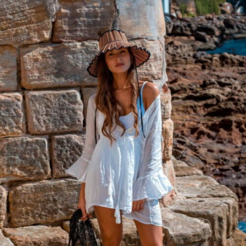 【正規品】LornaMurrayApparelローナマーレイ帽子麦わら帽子ストローハットmomIslandCapriHatアイランドカプリハットM大人折り畳みハンドメイドInstagramインスタグラムSNS