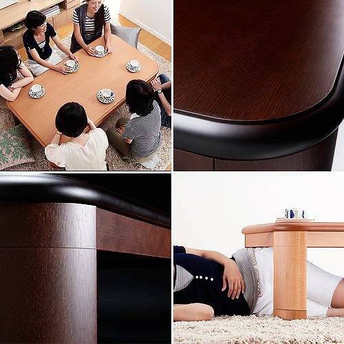 送料無料 楢ラウンド折れ脚こたつ リラ 150×80cm こたつ テーブル 長方形 日本製 国産