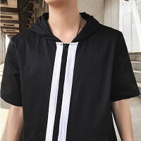 ツナギメンズつなぎ上下セットラインパーカーつなぎフードカットソー変形ZIPセットアップサマーつなぎ30代40代B系ストリート系ファッションモード系衣装ブラック黒オラオラ系悪羅悪羅系ヤンキーノースリーブモード系2018春夏新作