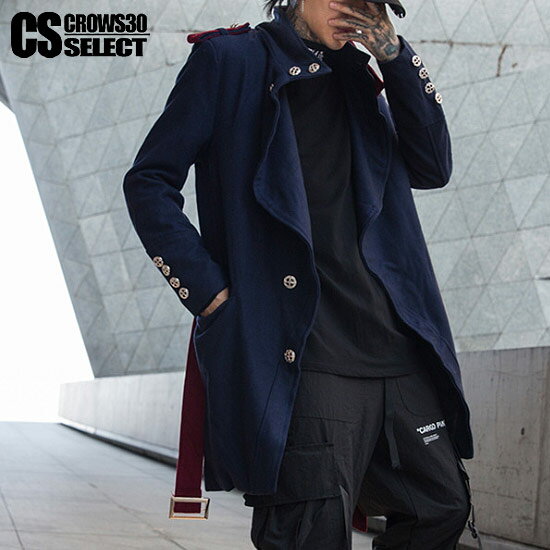 トレンチコート メンズ ロングコート バイカラーコート メンズファッション ハイネックコート インポート 半そでシャツ ロング丈 送料無料 秋 冬 新作 お兄系...