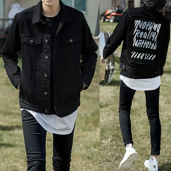 祝開店 大放出セール開催中 のgジャン メンズ ストリートファッションメンズファッション メンズ コート ジャケット デニムジャケット 変形 ファッション 冬 メンズ ダメージ加工 メッセージプリント アウター アウター インポート ダメージ加工 変形 秋 デニム