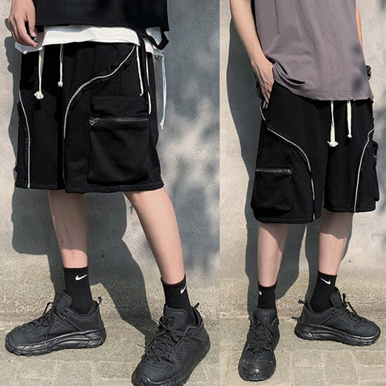 ハーフパンツ メンズ ストリート系 カーゴショーツ カーゴパンツ ショートパンツ オシャレ 夏服 オシャレ ジッパー ライン 送料無料 インポート 個性的 V系 ヴィジュアル系 お兄系 ストリート系 ホスト 2020 春 夏 新作 衣装 オラオラ系 悪羅悪羅系 ストリート系 メンズ