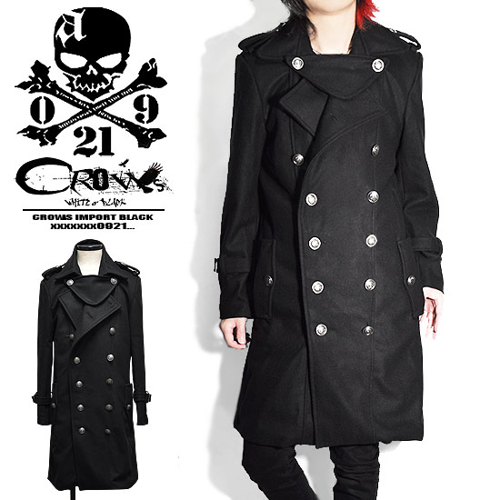 V系 コート メンズ モード系 ロングコート メンズ ナポレオンコート メンズ ナポレオンジャケット メンズ ウールコート ブラック 黒 お兄系 y2k ヴィジ...