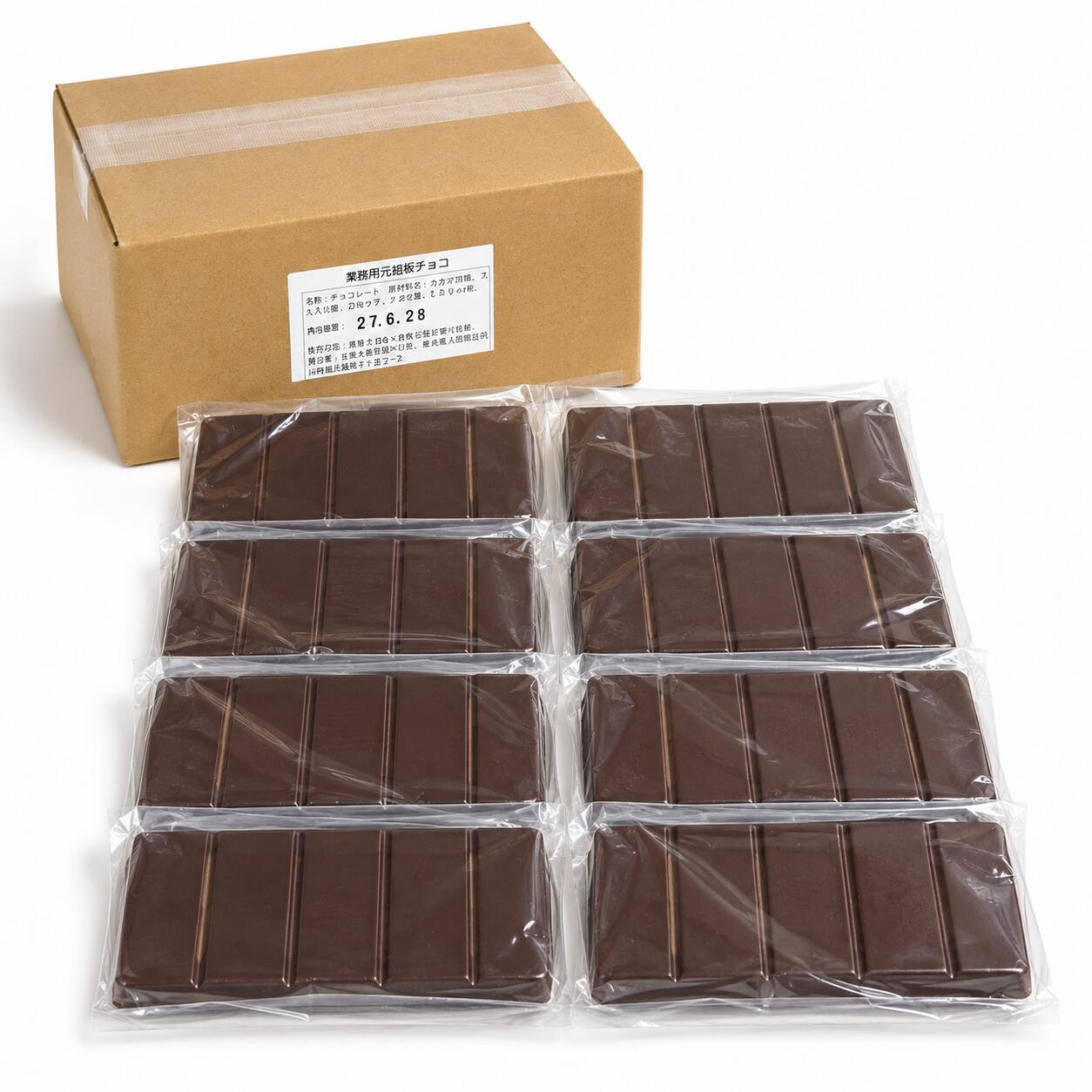 商品情報名称業務用チョコレート原材料名てんさい糖(国内製造)、カカオマス、カカオ油脂内容量400g×8枚賞味期限別途商品ラベルに記載保存方法直射日光を避け、28℃以下で保存してください。製造者または販売者辻安全食品株式会社備考夏季冷蔵分で出荷ヴィーガン・アレルゲン配慮の洋菓子を提供される方に　業務用板チョコ400g×8枚 芳醇なカカオの香り、乳成分0・植物油脂不使用・香料・乳化剤不使用｜ヴィーガン・アレルギー対応洋菓子（夏季冷蔵便） 色々なチョコレート菓子作りにご使用いただけます ヴィーガン・アレルゲン配慮の洋菓子づくりに。乳成分0、植物油脂・乳化剤・香料不使用。ガトーショコラ、ブラウニー、チョコレートプレートなど幅広い製菓用途に使える業務用スイートチョコです。自社で3種類の原材料を独自にブレンドして専用ミキサーでチョコレート生地を練り込みました。芳醇なカカオの香りを楽しんで頂けます。ミルクや植物油脂、乳化剤・香料等を含まない業務用スイートチョコです。■内容量：400g×8枚　 ■原材料　てんさい糖(国内製造)、カカオマス、カカオ油脂※アレルギー特定原材料等29品目を含みません。※本商品に使用しているてんさい糖は、遺伝子組み換え作物ではありません。成分(80gあたり)エネルギー 478kcalたんぱく質 4.6g脂質 33.4g炭水化物 40.7g食塩相当量 0.048g ノンアレルゲン ヴィーガン志向の方にも 植物油脂・乳化剤・香料等不使用 チョコレートプレート作りに ガトーショコラやブラウニー作り その他色々なチョコレート菓子作りに 1